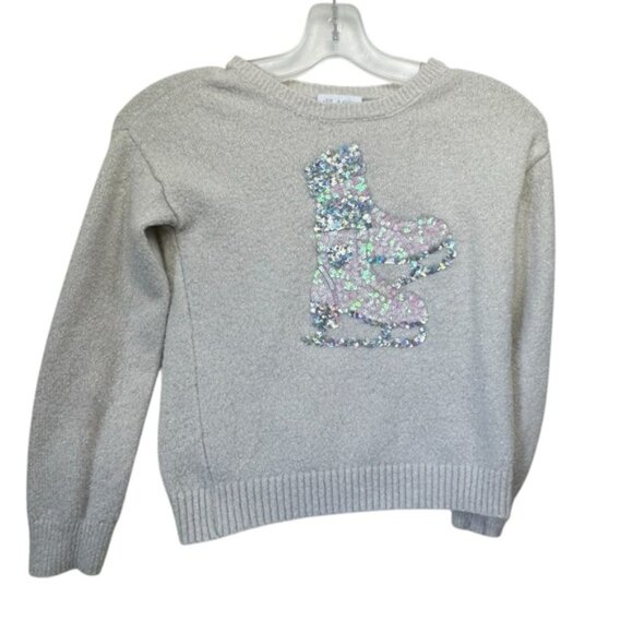 Childrens Place Ice Skates Figure Skating Sequins Sweater Glitter Mermaid White - Picture 1 of 15